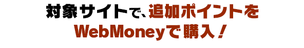 対象サイトで、追加ポイントをWebMoneyで購入！